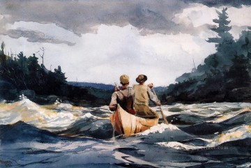  Marine Painting.html - Canoe in the Rapids Realism marine painter Winslow Homer